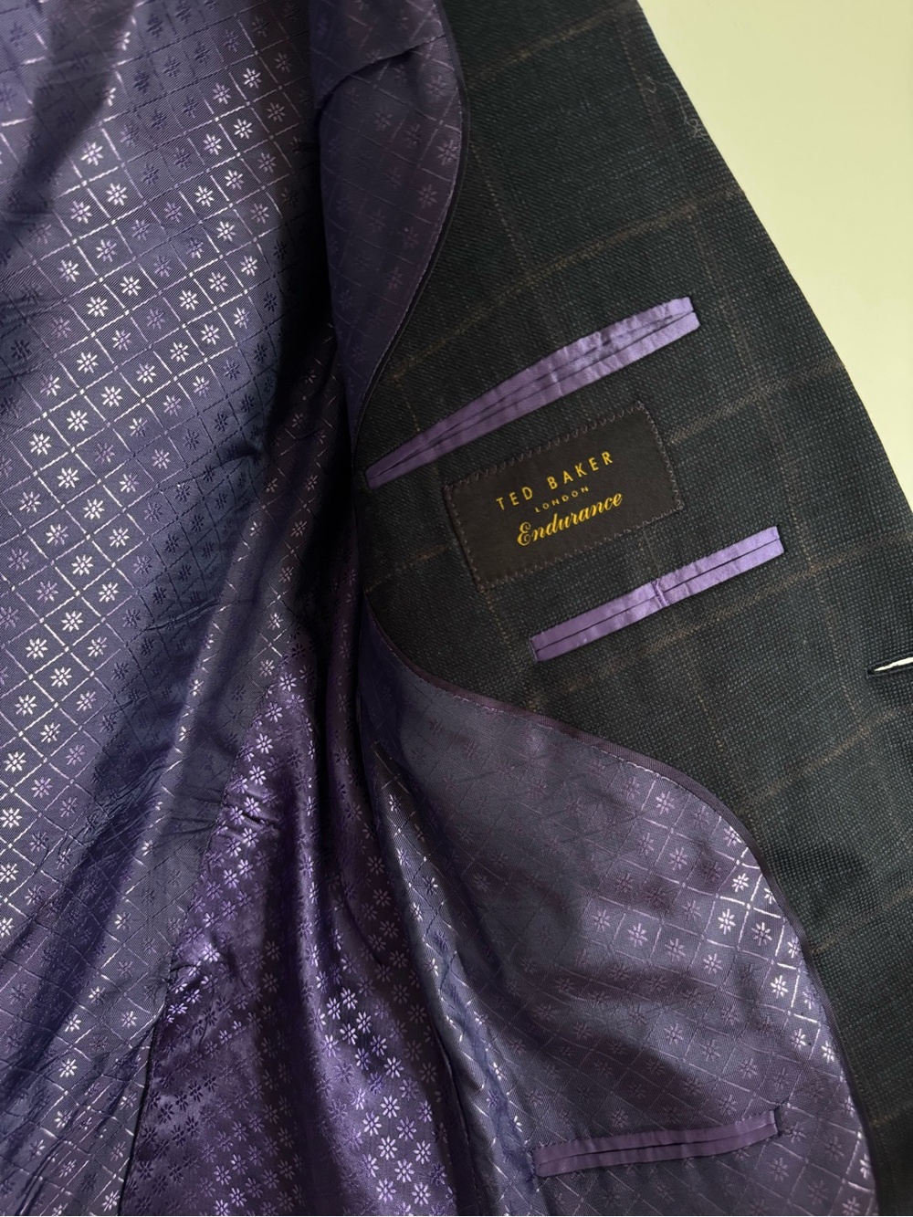 Ted Baker Men's Navy Windowpane Blazer - Classic Two-Button Suit Jacket - Picture 6 of 11